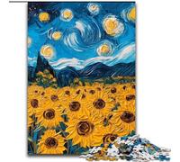 Puzzle 1000 Pieces Jigsaw Van Gogh Sunflowers at Night Made of cardboard, Ideal for Home & Office Decor, for Birthday size 38x26CM Birthday Party for Men Women