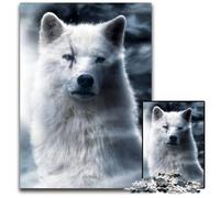 Puzzle 1000 Pieces Jigsaw White Wolf Blue Eye Poster Puzzles for Adults Perfect for Family Fun on Christmas Thanksgiving Birthdays & Easter 1000 PCS(38x26cm)
