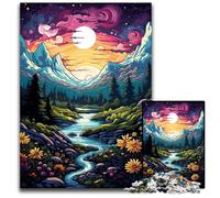 Puzzle 1000 Pieces Jigsaw Wildflower Fields Under The Mountains Wooden Puzzles Family Activity Brain Teaser Home Decor 1000 PCS(75x50cm)