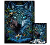 Puzzle 1000 Pieces Jigsaw Wolf in Mandala Jungle Wooden Jigsaw Puzzles Brain Challenge Gift Educational Activity for Teenagers 1000 PCS(75x50cm)