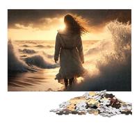 Puzzle 1000 Pieces Jigsaw Woman in Angry Sea Jigsaw Puzzles for Adults Home Activity for Holidays Birthdays And Family Game Nights 1000 PCS(38x26cm)