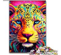 Puzzle 1000 Pieces Jigsaw Yellow Pink Leopard Puzzles for Adults Challenging Brain Teaser for Teenagers, Family Game Night Fun size : 26x38cm
