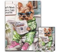 Puzzle 1000 Pieces Jigsaw Yorkshire Terrier Go Toilet Jigsaw Puzzles Family Interactive Game, Craft Gift with Colorful Artwork 50x75CM/19.68x29.52inch