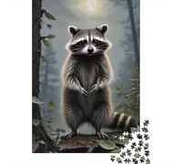 Puzzle 1000 Pieces Jigsaws Animal Art Raccoon Jigsaw Puzzles for Adults Creative Wooden Puzzles Challenge High Difficulty Game Gift for Teenagers 1000pcs (75x50cm)