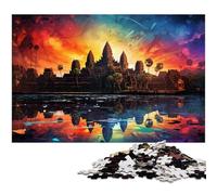 Puzzle 1000 Pieces Jigsaws Colorful Angkor Wat in Cambodia Puzzle for Adults Paper Jigsaw Toy Wall Decor 1000 PCS(38x26cm)