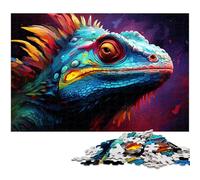 Puzzle 1000 Pieces Jigsaws Colorful Psychedelic Art Chameleon Puzzle for Adults Wood Jigsaw Toy Wall Decor 1000 PCS(75x50cm)