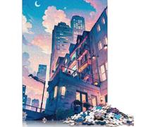 Puzzle 1000 Pieces Jigsaws Early Evening in Lofi City Creative Jigsaw Puzzles for Adults Woodenboard Puzzles Jigsaw Puzzles for Birthday Festivals Gifts 1000pcs (75x50cm)