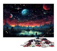 Puzzle 1000 Pieces Jigsaws Future Cities on Earth Puzzle for Adults Wood Jigsaw Toy Wall Decor 1000 PCS(75x50cm)