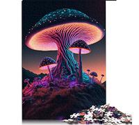 Puzzle 1000 Pieces Jigsaws Magic Mushroom on a hill Jigsaw Puzzle for Adults Cardboard puzzles Home Art Decor （Size 26x38cm）