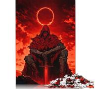 Puzzle 1000 Pieces Jigsaws Red Knight Under Blood Moon Creative Square Jigsaw Puzzles for Teenager Wooden Puzzles Jigsaw Puzzles for Adults Gifts 1000pcs (75x50cm)