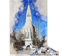Puzzle 1000 Pieces Jigsaws Reykjavik Watercolor Creative Jigsaw Puzzles for Adults Woodenboard Puzzles Jigsaw Puzzles for Birthday Festivals Gifts 1000pcs (75x50cm)
