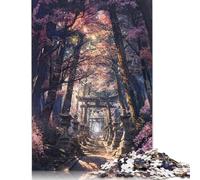 Puzzle 1000 Pieces Jigsaws Sacred Sakura Shrine Path Jigsaw Puzzles for Adults Wooden Jigsaw Interesting Stress Reduction Jigsaw Puzzles 1000pcs (75x50cm)