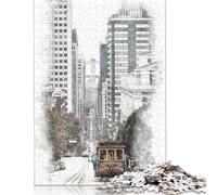 Puzzle 1000 Pieces Jigsaws San Francisco Cable Car Creative Jigsaw Puzzles for Adults Paperboard Puzzles Jigsaw Puzzles for Birthday Festivals Gifts 38x26cm/1000pcs
