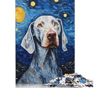 Puzzle 1000 Pieces Jigsaws Weimaraner Starry Night Creative Jigsaw Puzzles for Adults Paperboard Puzzles Jigsaw Puzzles for Birthday Festivals Gifts 38x26cm/1000pcs