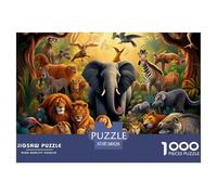 Puzzle 1000 Pieces Jungle Animals Brainteasing Elephant 100% Recycled Cardboard Home Decoration Adults And Kids Age 12 Years Up 38x26cm/1000pcs