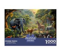 Puzzle 1000 Pieces Jungle Animals Brainteasing Elephant Fully Interlocking Home Decoration Adults And Kids 38x26cm/1000pcs