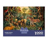 Puzzle 1000 Pieces Jungle Animals Challenge Games Elephant 100% Recycled Cardboard Educational Games Puzzles for Adults 70x50cm/1000pcs