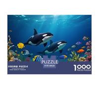 Puzzle 1000 Pieces Killer Whale Brainteasing The Underwater World 100% Recycled Cardboard for Impossible Puzzles for Adults Jigsaw 38x26cm/1000pcs