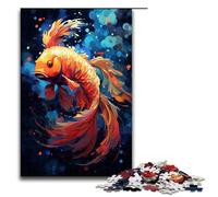 Puzzle 1000 Pieces Koi Fish Is Surrounded by Splatters in The Style Jigsaw for Adults Wooden Educational Game Challenge Toy 75x50cm