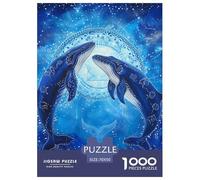 Puzzle 1000 Pieces Mandala Two Whales Challenge Games Surreal Whale 100% Recycled Cardboard Educational Games Puzzles for Adults 70x50cm/1000pcs