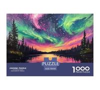 Puzzle 1000 Pieces Northern Lights Brainteasing Norwegian Wood Fully Interlocking for Impossible Puzzles Puzzles for Adults 70x50cm/1000pcs