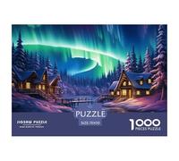 Puzzle 1000 Pieces Northern Lights Brainteasing Norwegian Wood Fully Interlocking Home Decoration for Adults Jigsaw 70x50cm/1000pcs