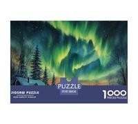 Puzzle 1000 Pieces Northern Lights Brainteasing Norwegian Wood Fully Interlocking Home Decoration Puzzles for Adults 38x26cm/1000pcs