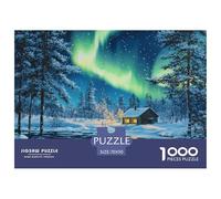 Puzzle 1000 Pieces Northern Lights Brainteasing Norwegian Wood Randomly Shaped Pieces Educational Games Adults And Kids 70x50cm/1000pcs