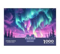 Puzzle 1000 Pieces Northern Lights Brainteasing Norwegian Wood Randomly Shaped Pieces Educational Games Puzzles for Adults 70x50cm/1000pcs