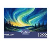 Puzzle 1000 Pieces Northern Lights Challenge Games Norwegian Wood 100% Recycled Cardboard for Impossible Puzzles for Adults Jigsaw 38x26cm/1000pcs