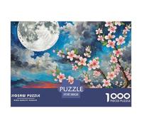 Puzzle 1000 Pieces Peach Blossom Brainteasing Under The Moon 100% Recycled Cardboard for Impossible Puzzles Adults And Kids 38x26cm/1000pcs