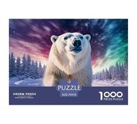 Puzzle 1000 Pieces Polar Bear Brainteasing Northern Lights 100% Recycled Cardboard for Impossible Puzzles Adults And Kids Age 12 Years Up 70x50cm/1000pcs