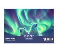 Puzzle 1000 Pieces Polar Bear Brainteasing Northern Lights Randomly Shaped Pieces Educational Games Adults And Kids 38x26cm/1000pcs