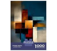 Puzzle 1000 Pièces Pour Adultes Abstract Rectangular Structure - Teal, Ochre & Red Geometry Puzzle Pour Adultes Jeux Relaxants Analyse Et Logique, Idéal Comme Cadeau Pour Toute La Famille 38x26cm/1000