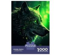 Puzzle 1000 Pièces Pour Adultes Black Wolf Green Eyes Puzzle Pour Adultes Jeux Relaxants Analyse Et Logique, Idéal Comme Cadeau Pour Toute La Famille 70x50cm/1000pcs