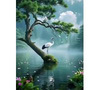 Puzzle 1000 pieces, puzzles for adults, nature pine cranes, a challenging puzzle, puzzle games for the whole for adults and children38x52cm