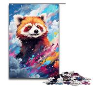 Puzzle 1000 Pieces Red Panda And Butterfly by of Coloured Jigsaw for Adults Wooden Educational Game Challenge Toy 75x50cm