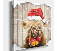 Puzzle 1000 Pieces Retro Christmas Cow Holiday Red Hat Cow Cute Farm Animal