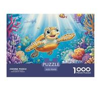 Puzzle 1000 Pieces Sea Turtle Brainteasing Shoal of Fish Fully Interlocking for Impossible Puzzles Puzzles for Adults 70x50cm/1000pcs