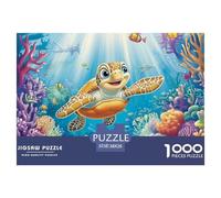 Puzzle 1000 Pieces Sea Turtle Challenge Games Shoal of Fish 100% Recycled Cardboard Home Decoration for Adults Jigsaw 38x26cm/1000pcs