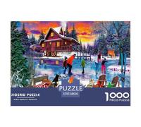 Puzzle 1000 Pieces Snowy Cottage Brainteasing Norway Randomly Shaped Pieces for Impossible Puzzles Puzzles for Adults 38x26cm/1000pcs