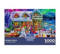 Puzzle 1000 Pieces Snowy Cottage Challenge Games Norway Fully Interlocking for Impossible Puzzles Adults And Kids 38x26cm/1000pcs