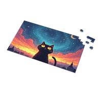 Puzzle 1000 Pieces Starry Night With A Black Cat Picture Puzzle Puzzles For Toddlers 2-4 500 Piece Puzzles(300PCS)