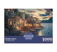 Puzzle 1000 Pieces Sunset at The Harbor Brainteasing Seaside Town Fully Interlocking for Impossible Puzzles Adults And Kids 38x26cm/1000pcs