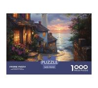 Puzzle 1000 Pieces Sunset at The Harbor Challenge Games Seaside Town 100% Recycled Cardboard Educational Games Adults And Kids 70x50cm/1000pcs