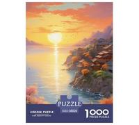 Puzzle 1000 Pieces Sunset over The Harbour Brainteasing A Beautiful Town Fully Interlocking for Impossible Puzzles Adults And Kids Age 12 Years Up 38x26cm/1000pcs