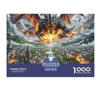 Puzzle 1000 Pieces The Dragon Brainteasing Burning City Randomly Shaped Pieces Educational Games for Adults Jigsaw 70x50cm/1000pcs