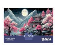 Puzzle 1000 Pieces The Temple In The Cherry Blossom Valley Jigsaw Challenging Game Adults, Educational Toy Home Decoration 52x38cm/1000pcs