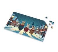 Puzzle 1000 Pieces Three Rabbits In Winter Coats Stand On A Snowy Street Picture Puzzle 4 Year Old Girl Birthday Gifts Girl Toys Age 4-5(500PCS)
