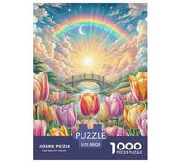 Puzzle 1000 Pieces Tulip Challenge Games Rainbow 100% Recycled Cardboard for Impossible Puzzles Puzzles for Adults 38x26cm/1000pcs